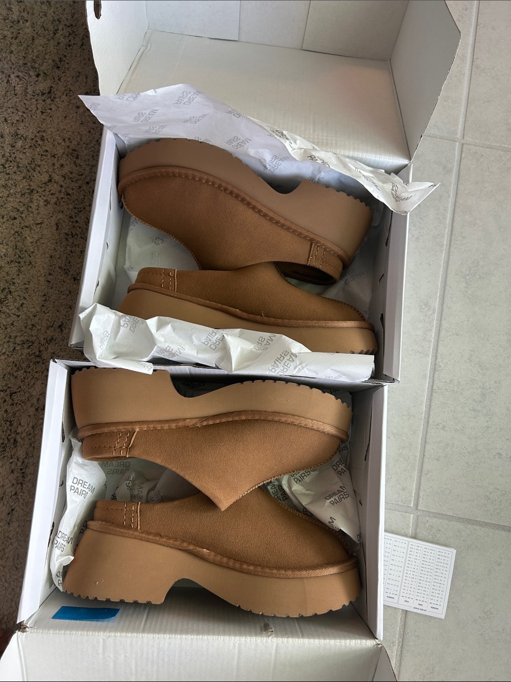 Chunky Platform Clog Mules in Tan Suede